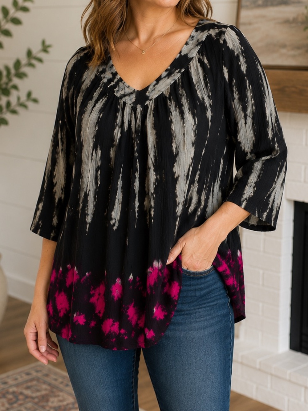 Papa Vancouver Tie Dye Tunic Women’s Plus Size XL-2X Boho Flowy Rayon Oversized